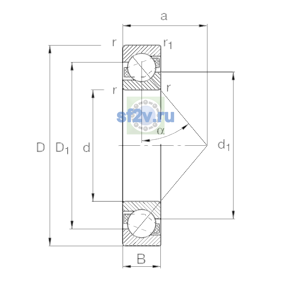 Схема подшипника 7207-B-XL-MP