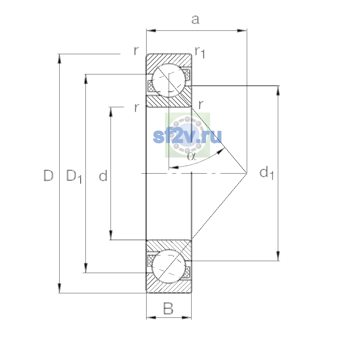 Схема подшипника 7207-B-XL-MP-UB