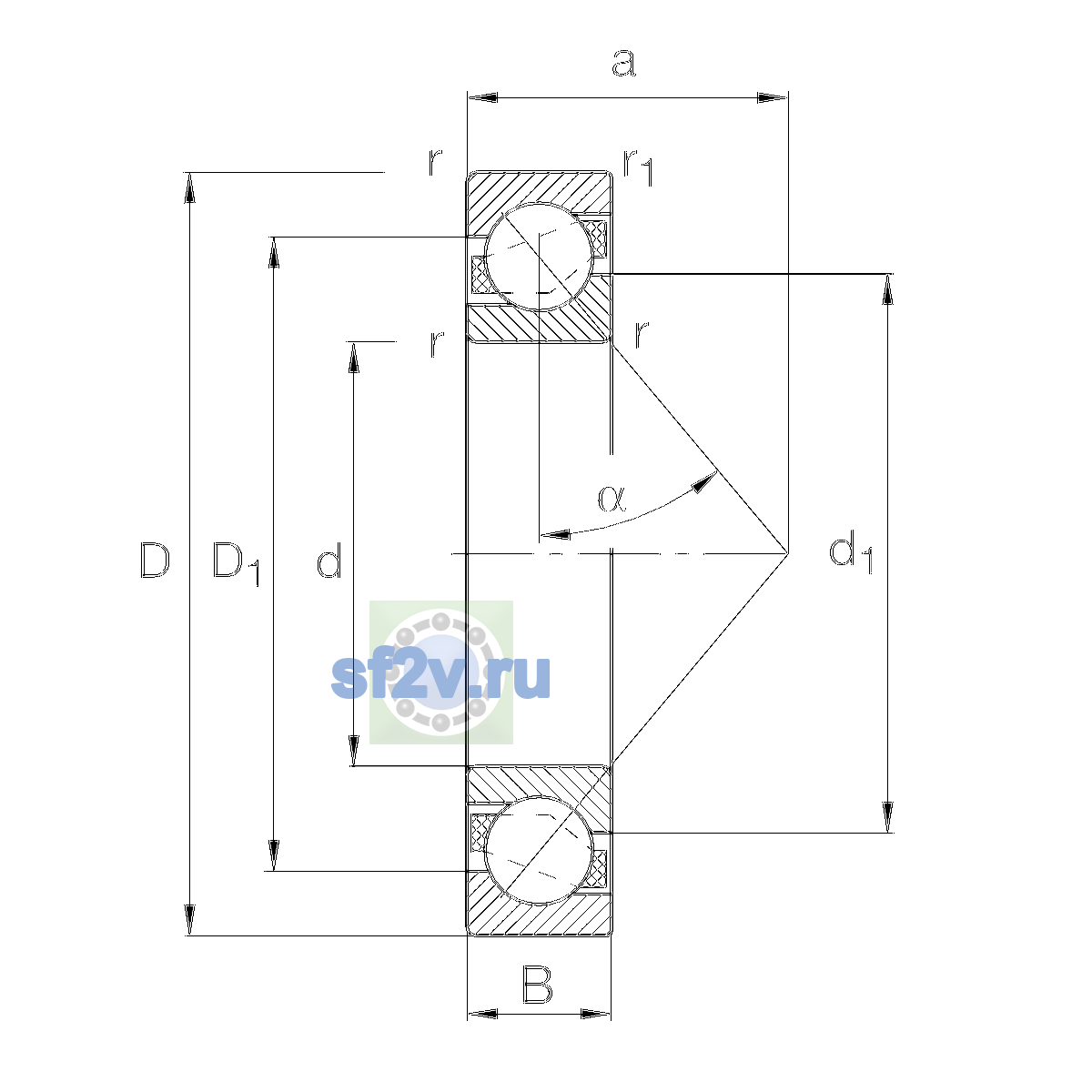 Схема подшипника 7210-B-XL-MP-P5-UO