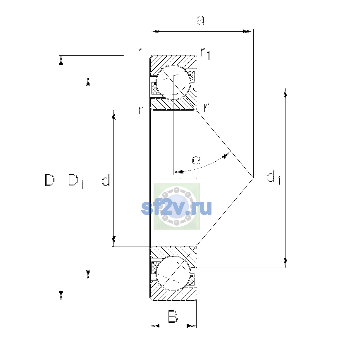 Схема подшипника 7210-B-XL-MP-UB