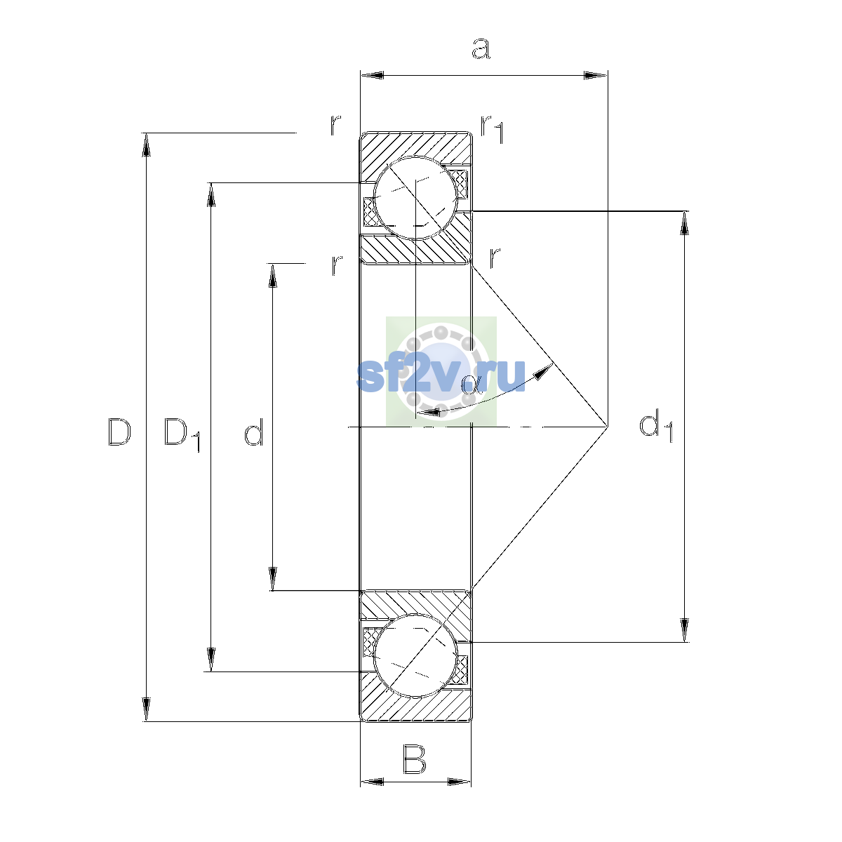 Схема подшипника 7210-B-XL-TVP-UO