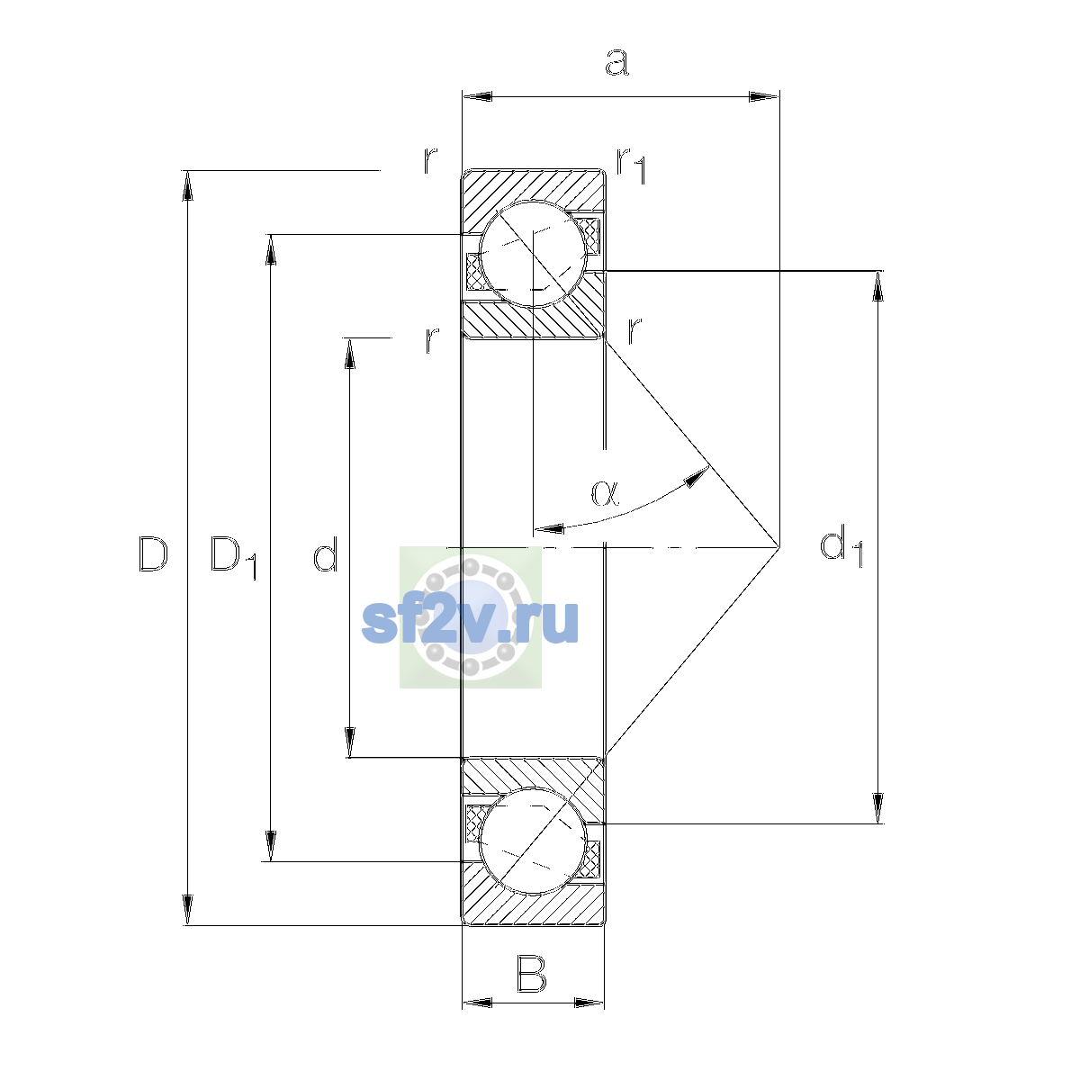 Схема подшипника 7211-B-XL-TVP-UB