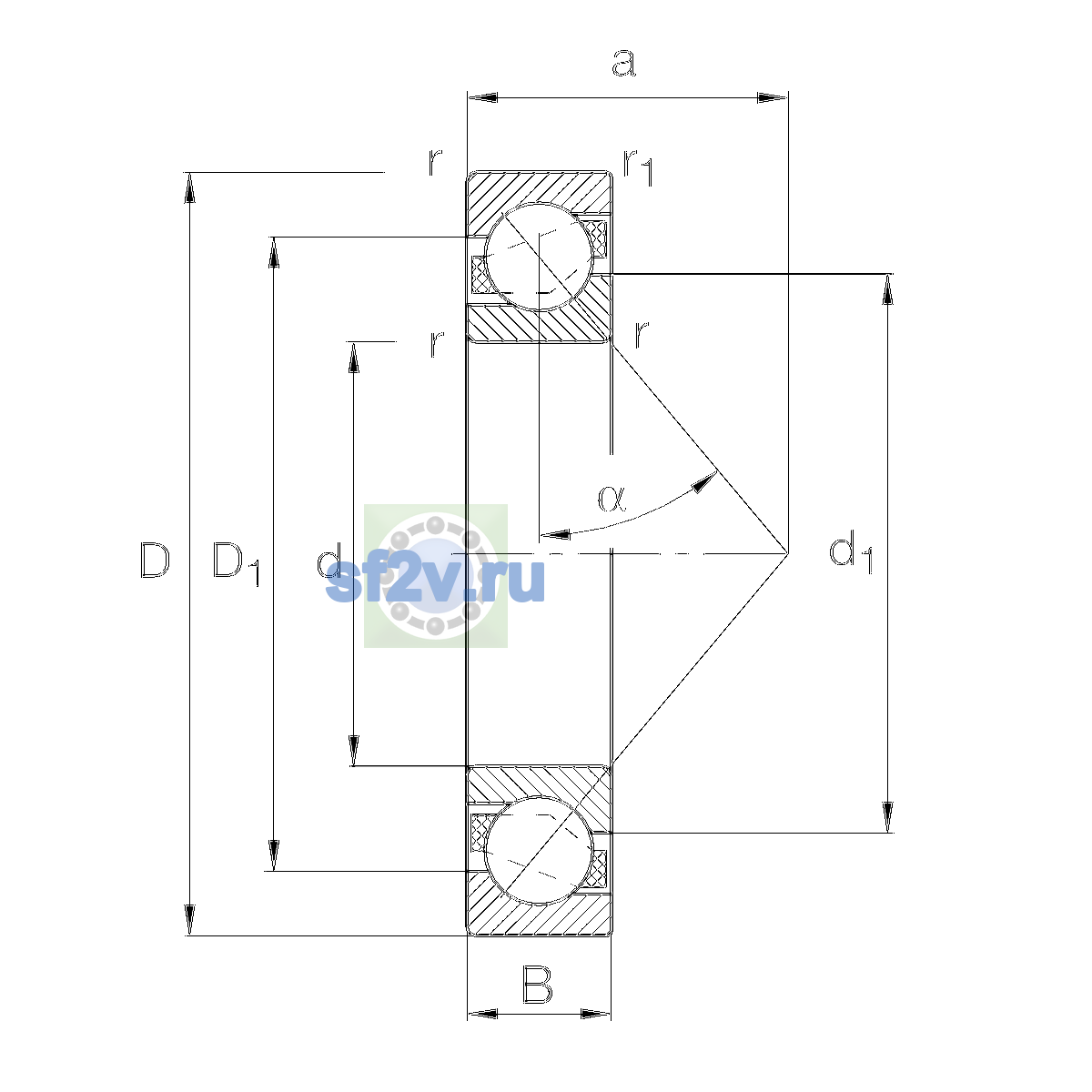 Схема подшипника 7212-B-XL-MP-S1