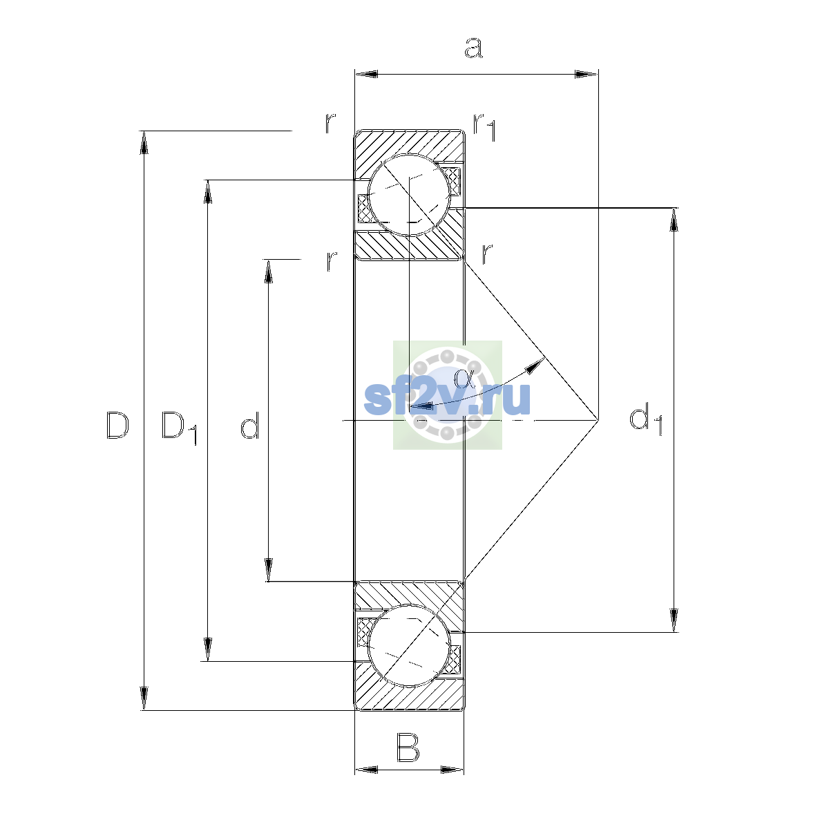 Схема подшипника 7212-B-XL-MP-S1-UA