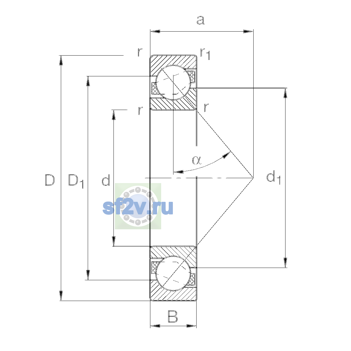Схема подшипника 7212-B-XL-TVP