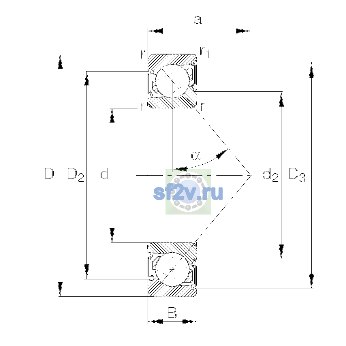 Схема подшипника 7214-B-XL-2RS-TVP-UL