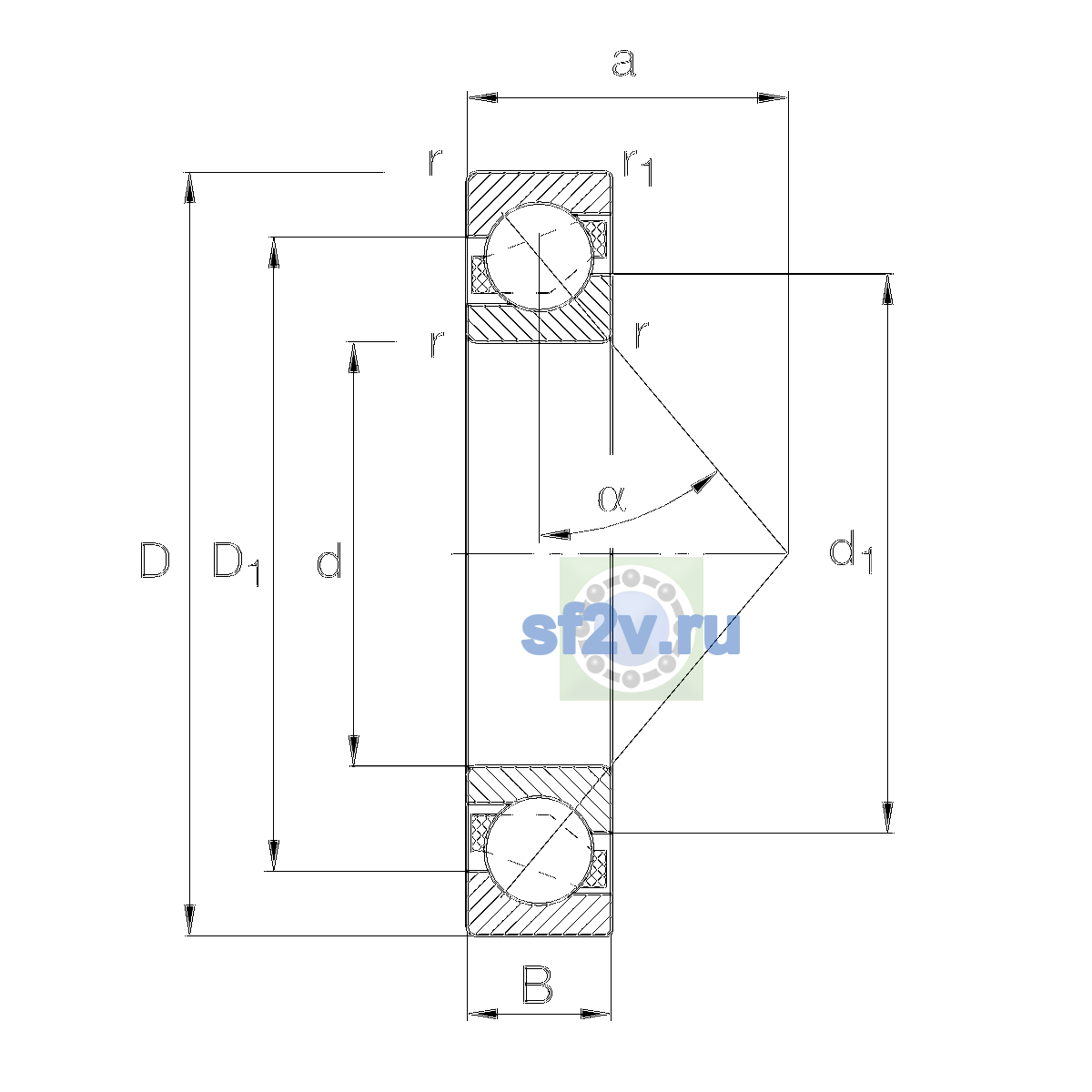 Схема подшипника 7214-B-XL-MP