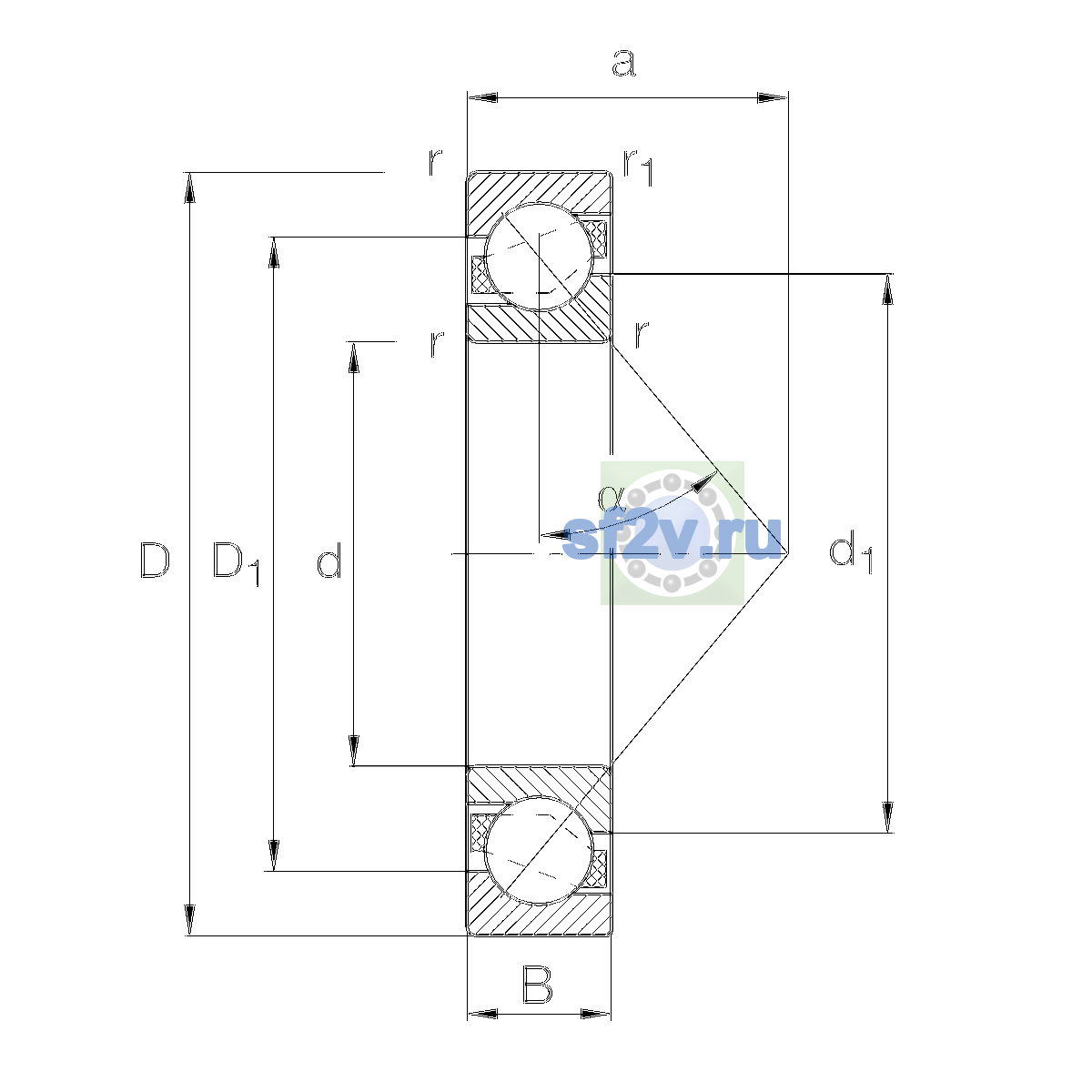 Схема подшипника 7214-B-XL-MP-UB
