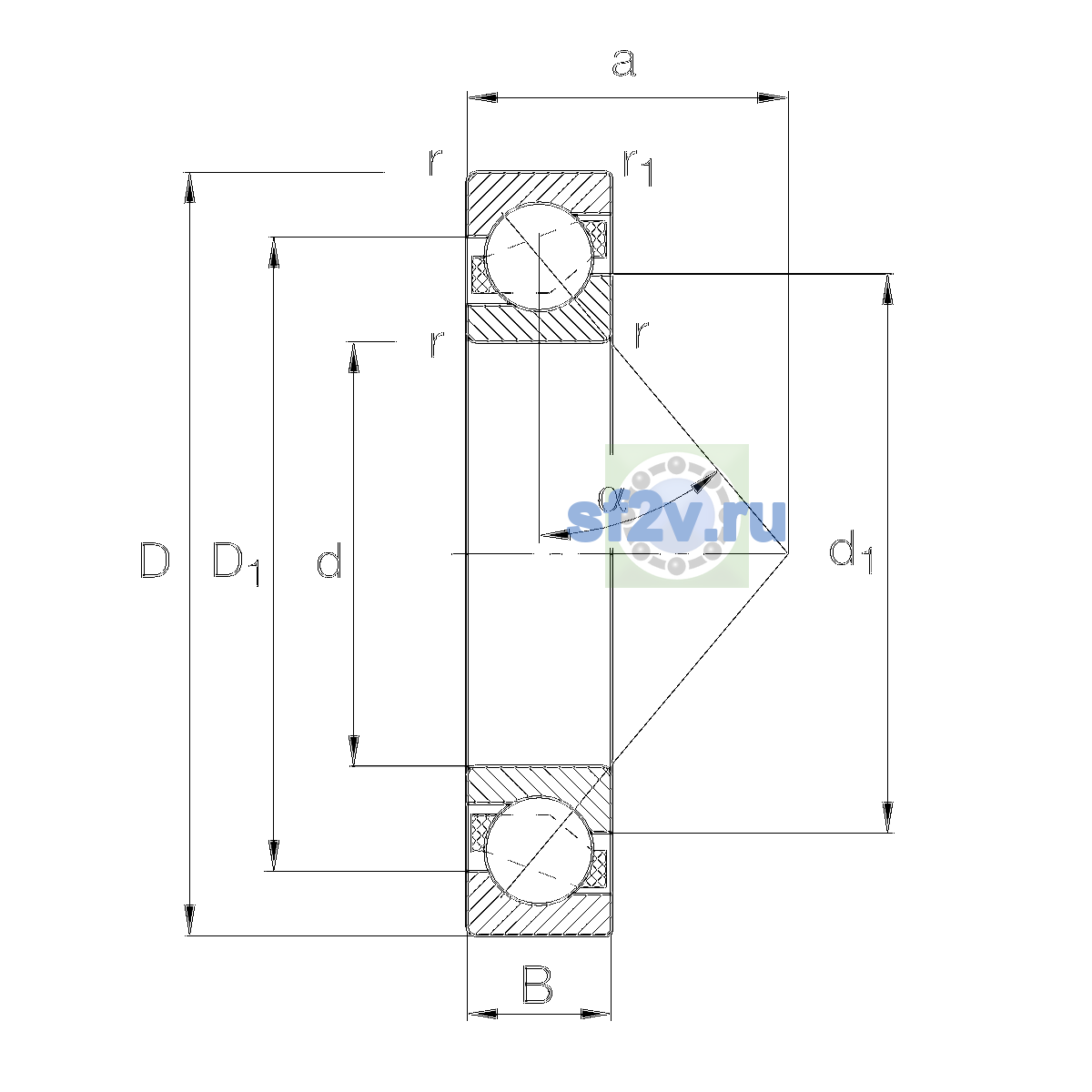 Схема подшипника 7215-B-XL-JP-UA
