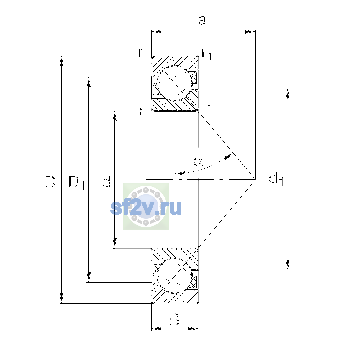 Схема подшипника 7215-B-XL-MP-P6-UA