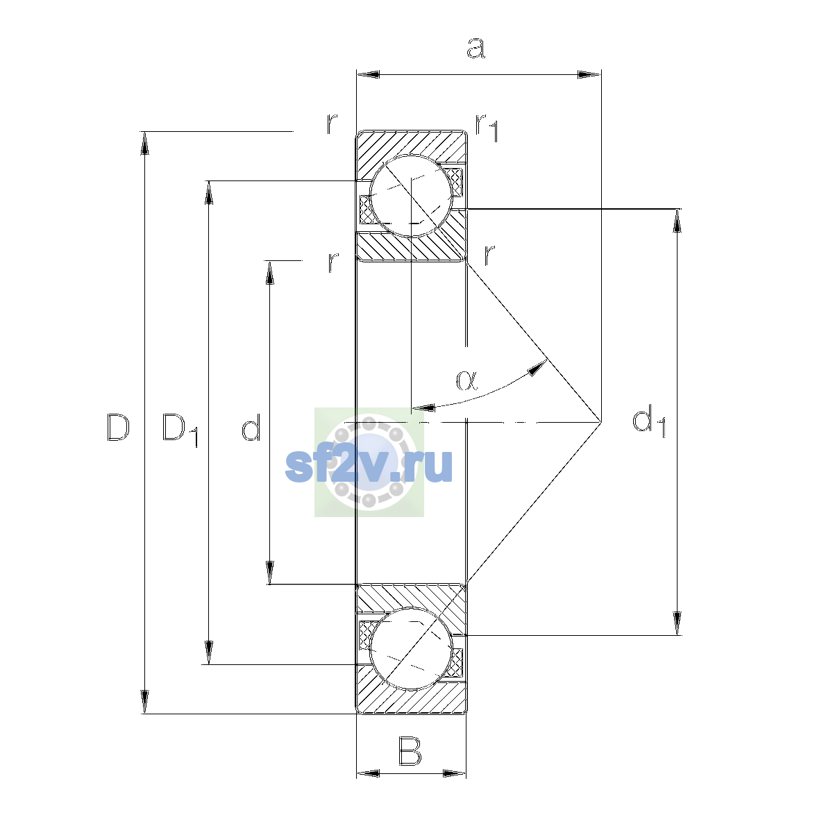 Схема подшипника 7215-B-XL-MP-UB