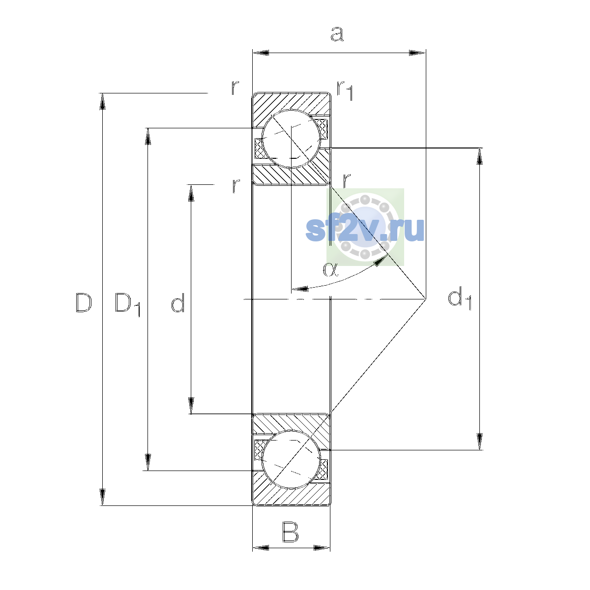 Схема подшипника 7215-B-XL-TVP-UB