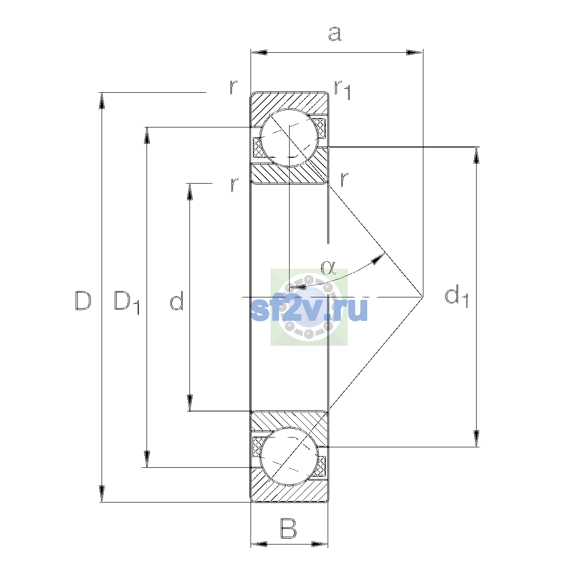 Схема подшипника 7215-B-XL-TVP-UO