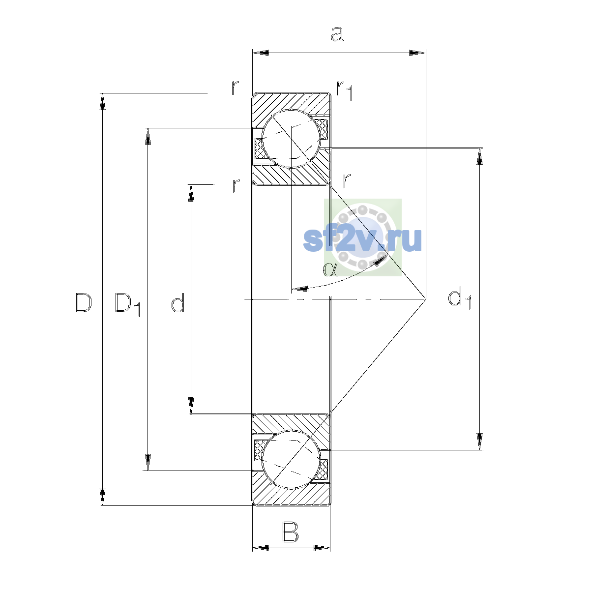 Схема подшипника 7216-B-XL-MP-UA