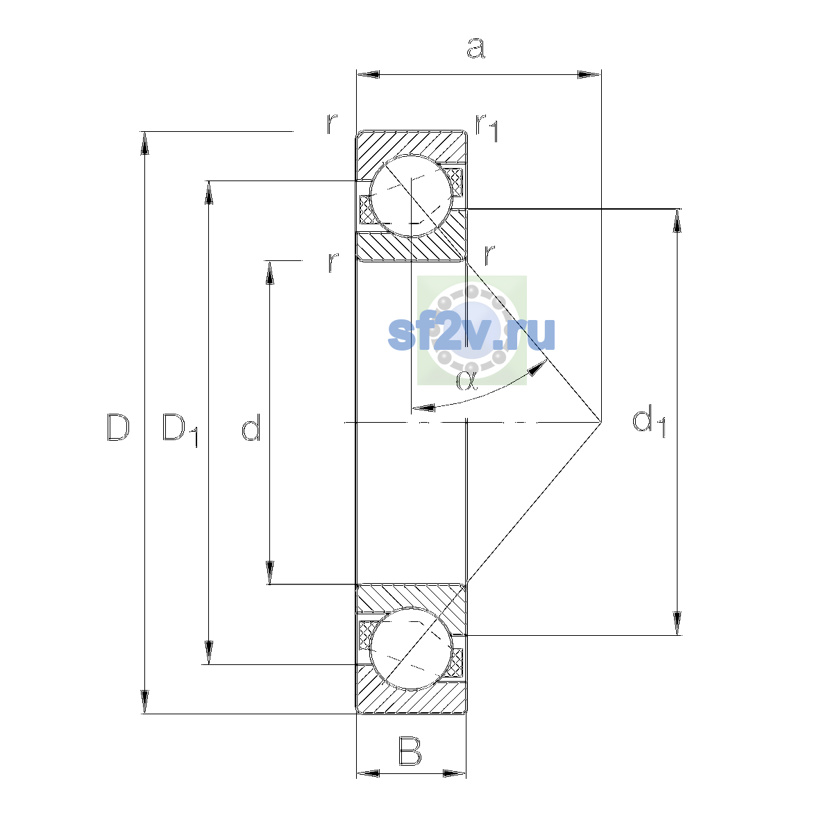 Схема подшипника 7216-B-XL-TVP-UB