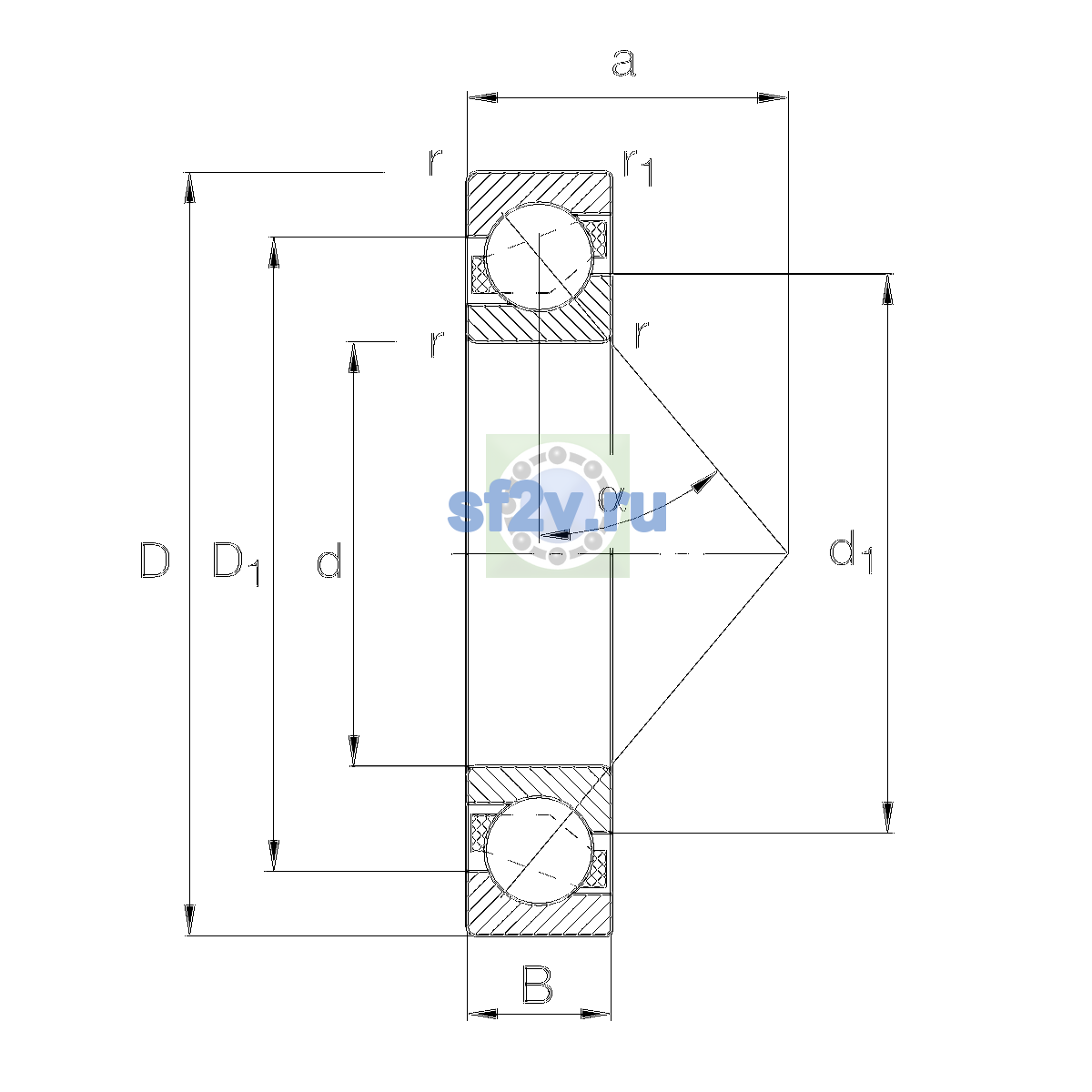 Схема подшипника 7217-B-XL-MP-S1-UA
