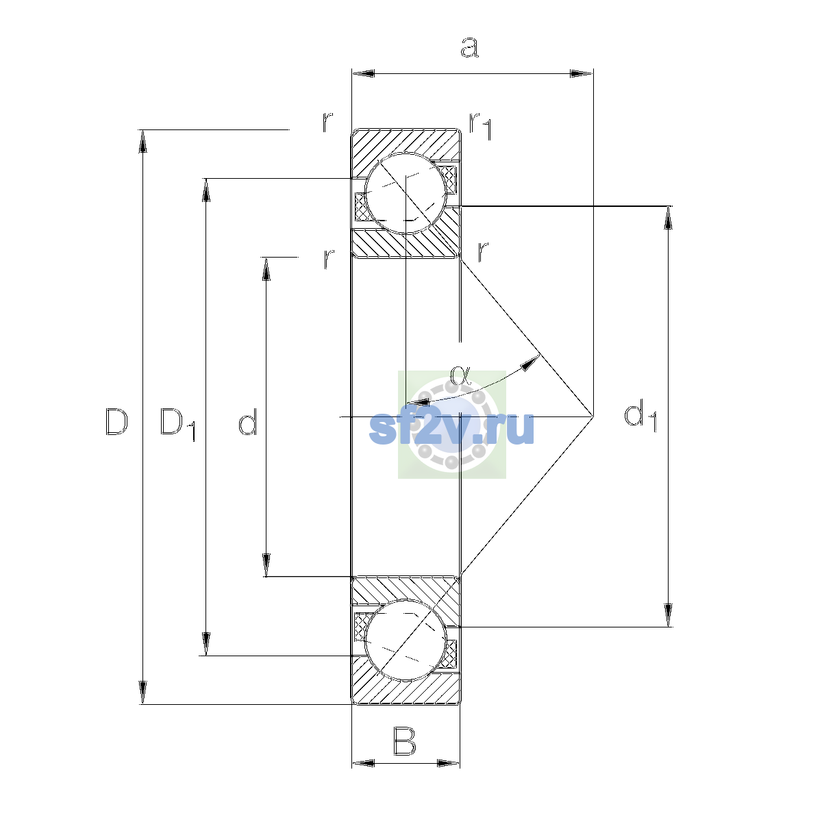 Схема подшипника 7217-B-XL-TVP-P5