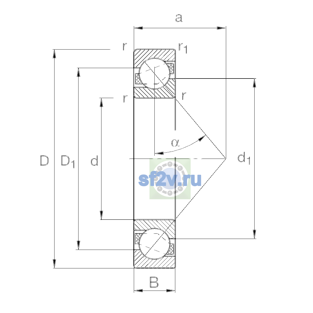 Схема подшипника 7218-B-XL-MP-S1-UA