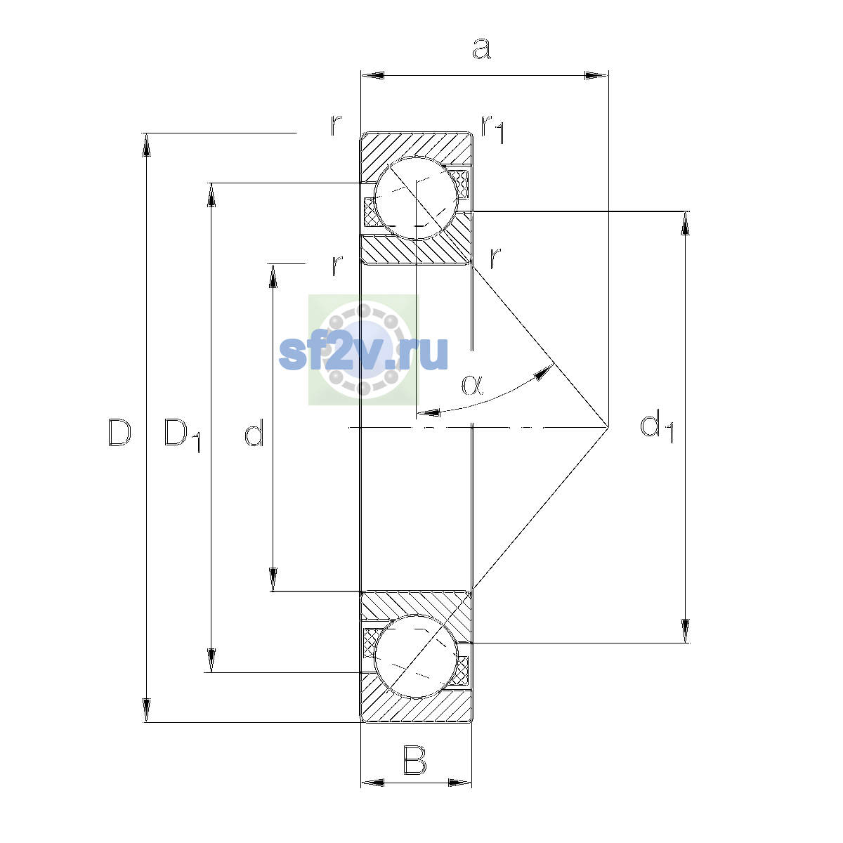 Схема подшипника 7220-B-XL-JP