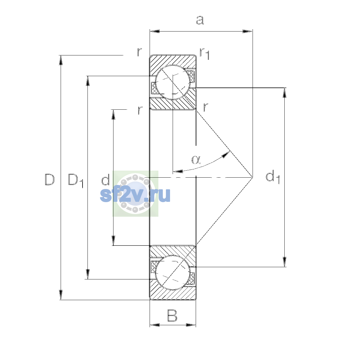 Схема подшипника 7222-B-XL-JP