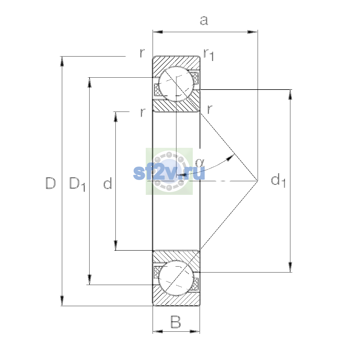 Схема подшипника 7222-B-XL-MP