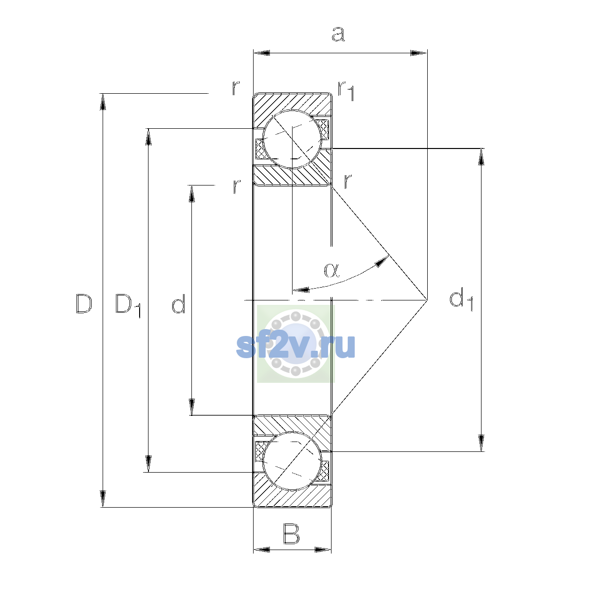 Схема подшипника 7224-B-XL-TVP