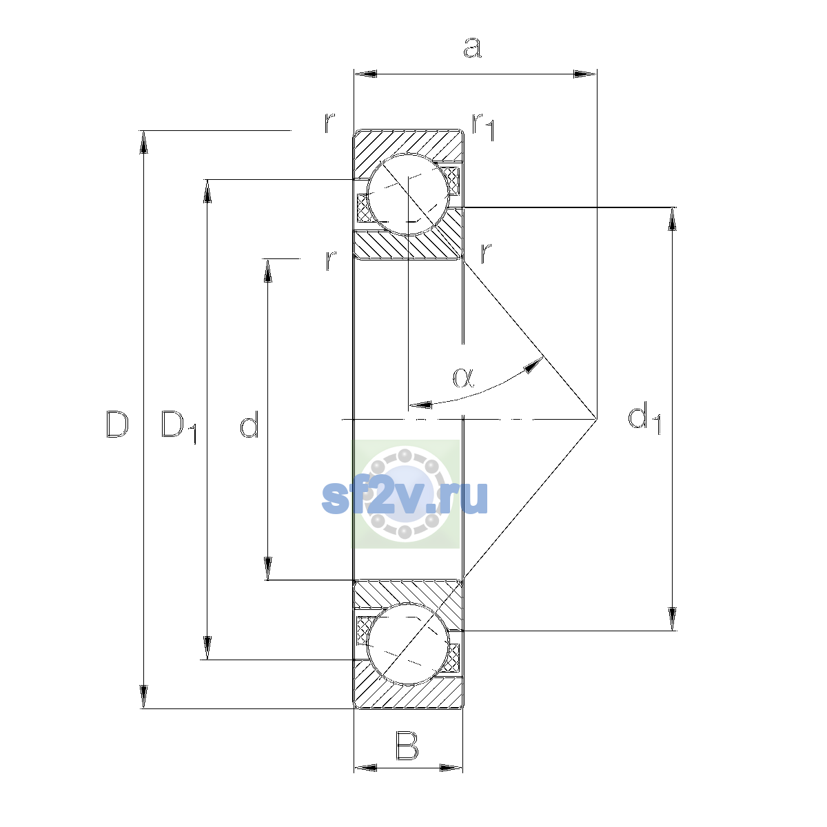Схема подшипника 7226-B-XL-MP-P5-UA