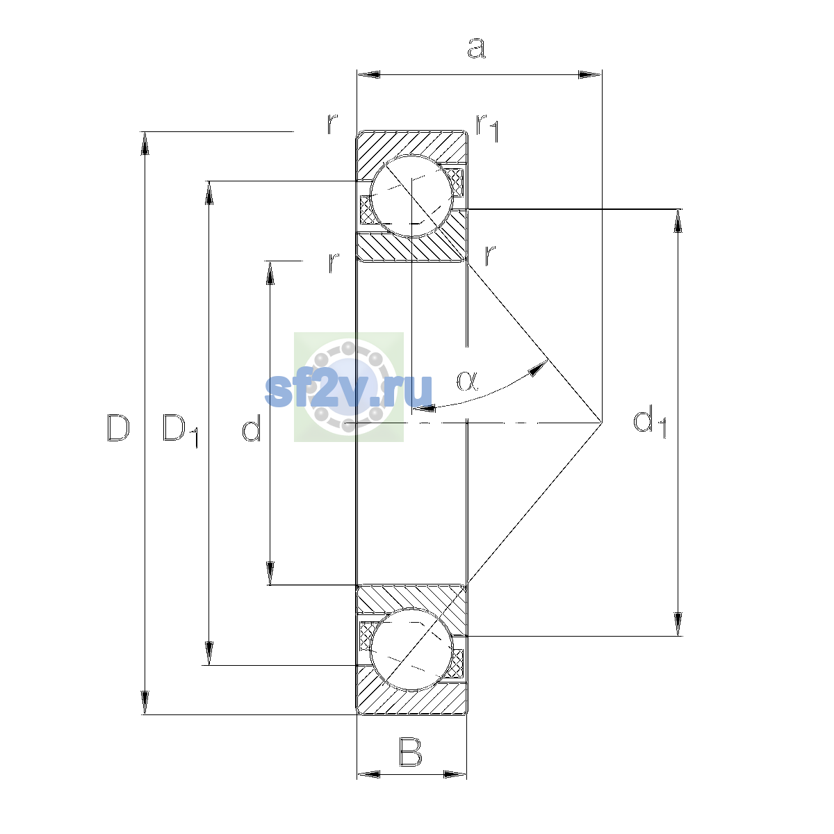 Схема подшипника 7226-B-XL-MP-UL
