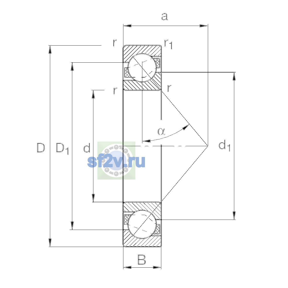Схема подшипника 7226-B-XL-TVP-P5-UL