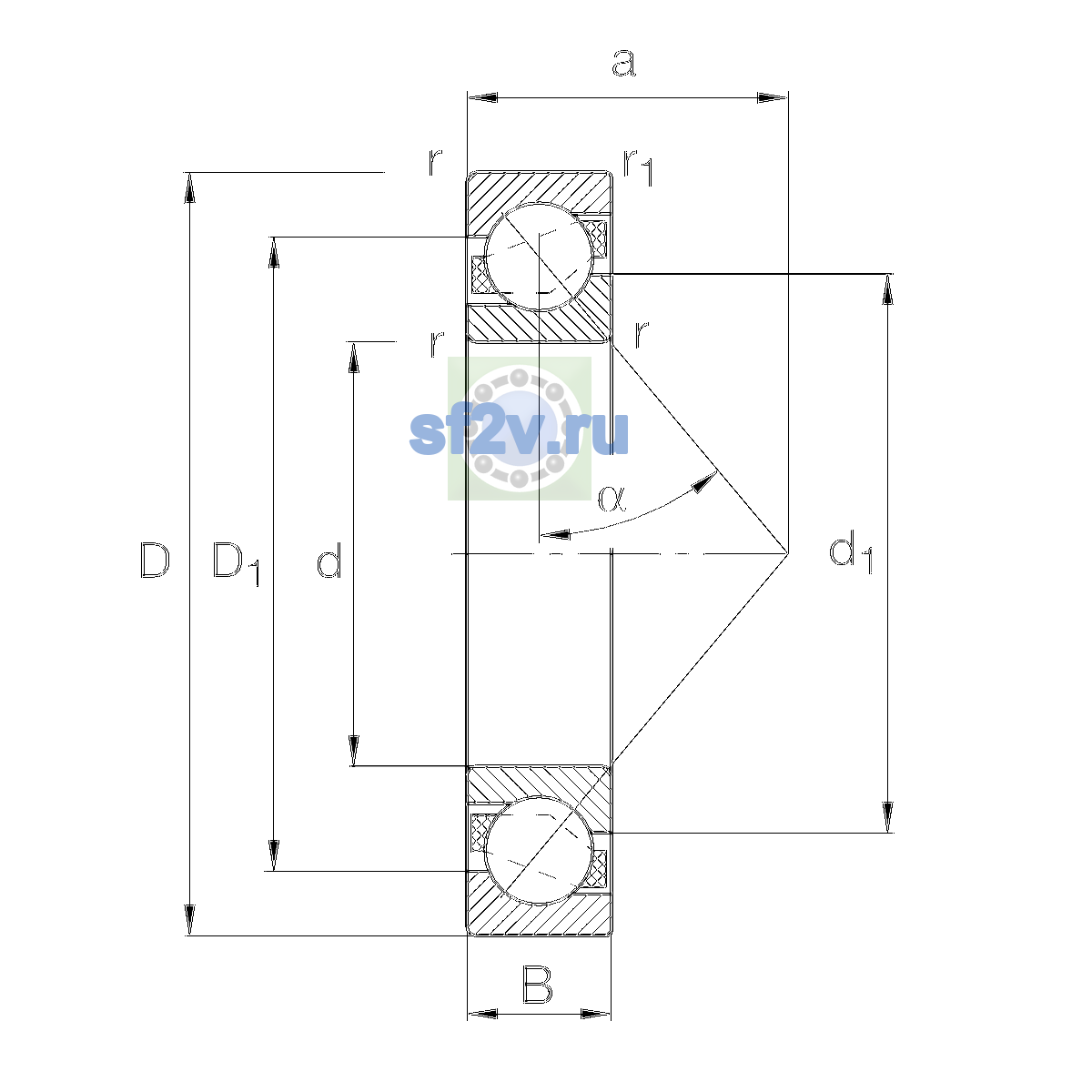 Схема подшипника 7226-B-XL-TVP-UL