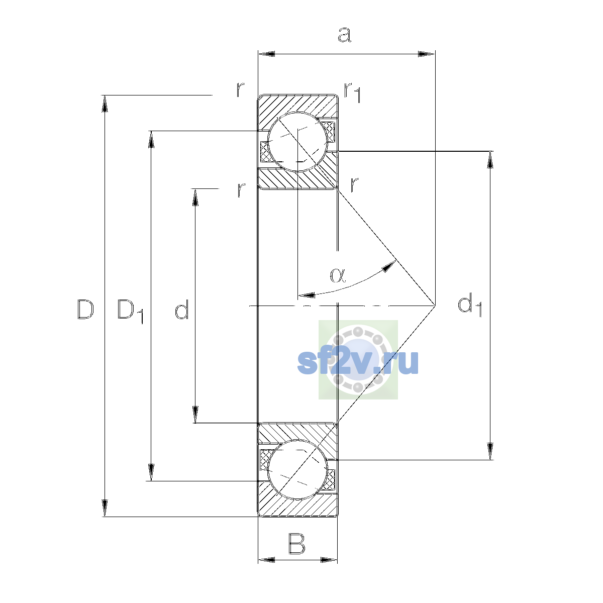 Схема подшипника 7226-B-XL-TVP-UO