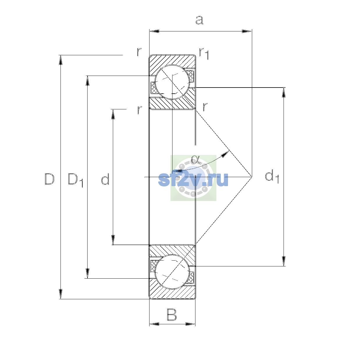 Схема подшипника 7240-B-MP-UO