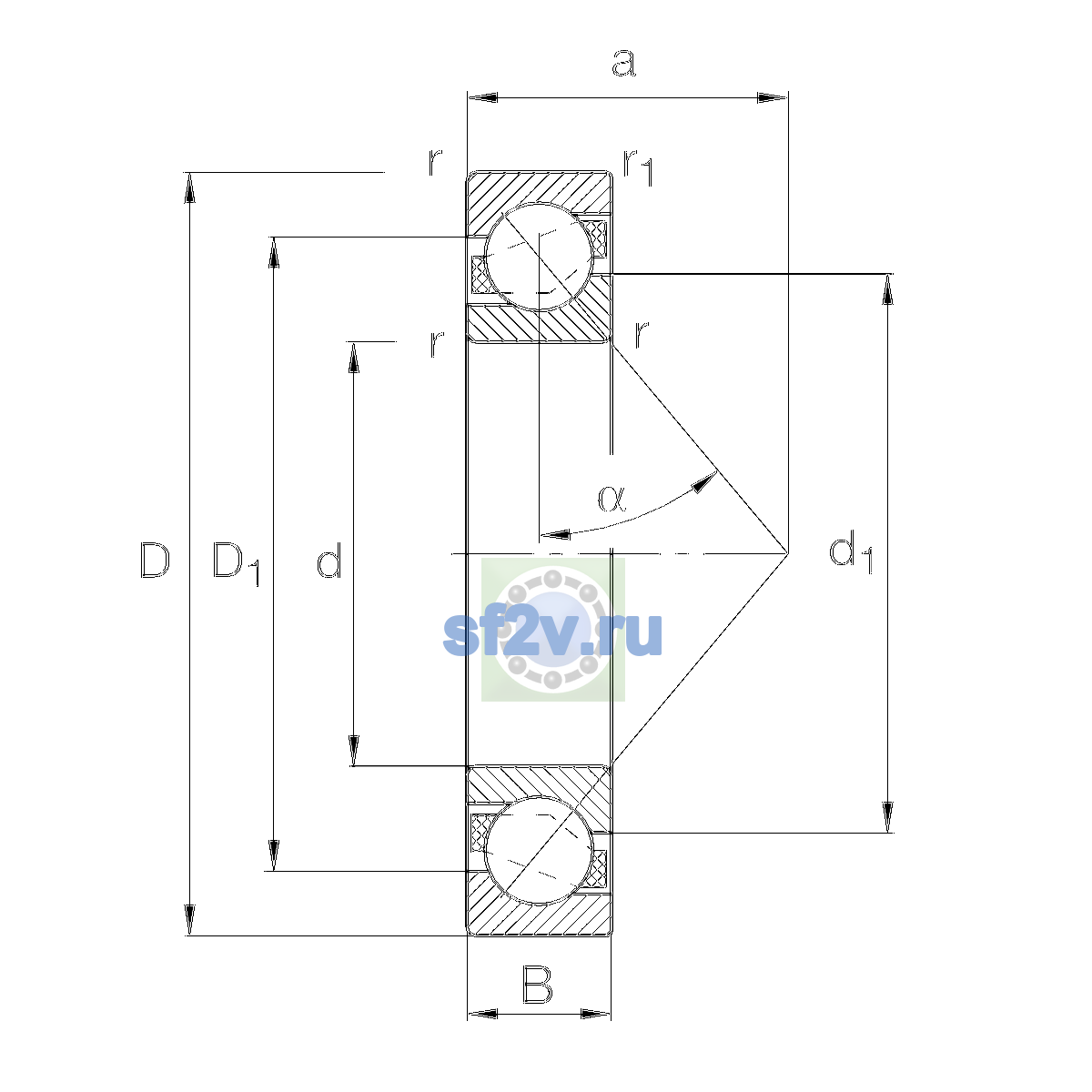 Схема подшипника 7256-B-MP-UA