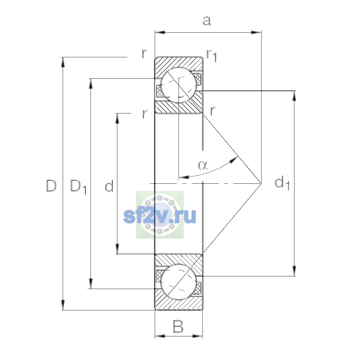 Схема подшипника 7301-B-XL-TVP
