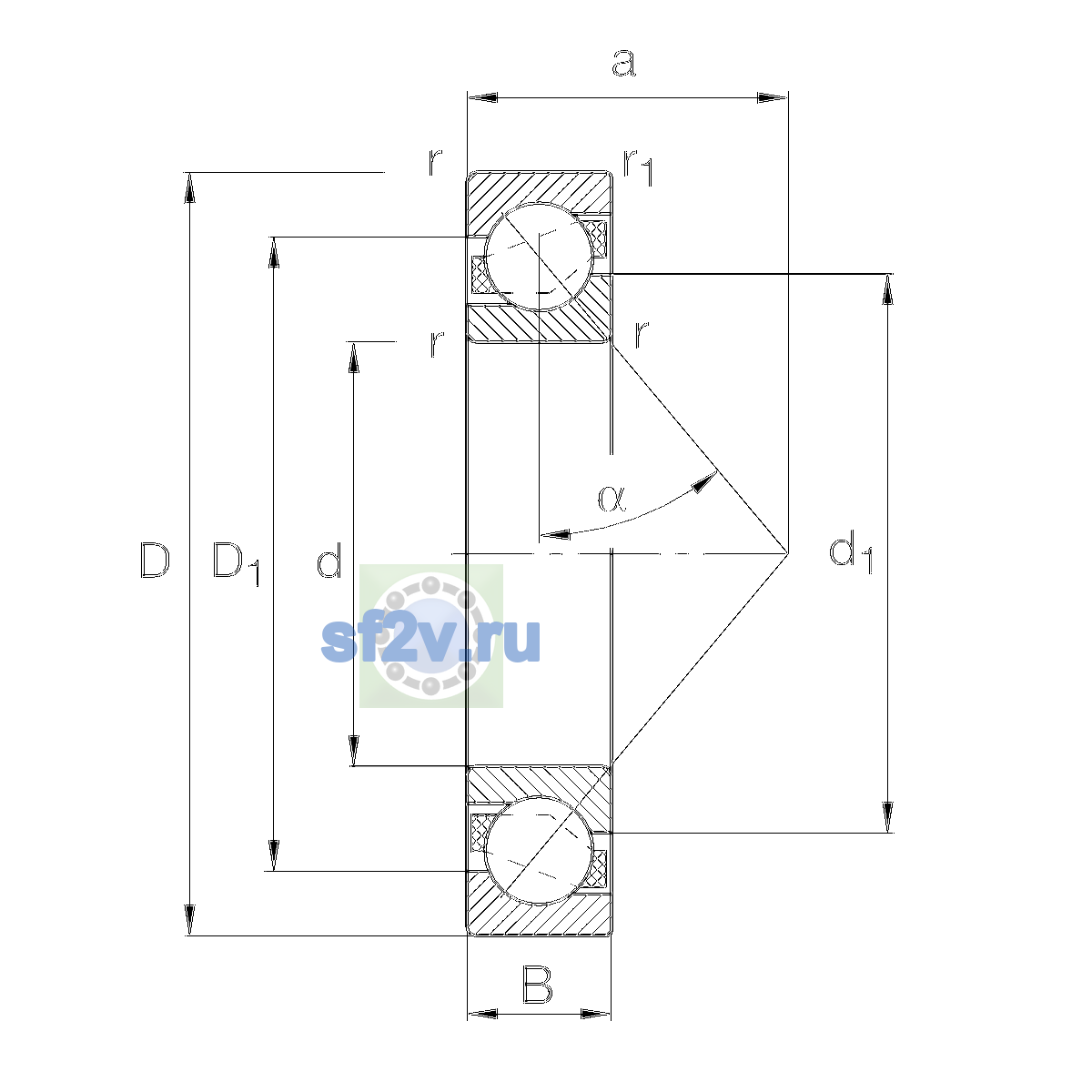 Схема подшипника 7302-B-XL-MP