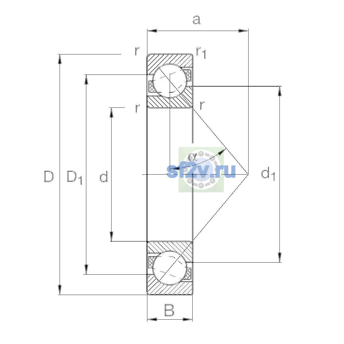 Схема подшипника 7302-B-XL-TVP-UO