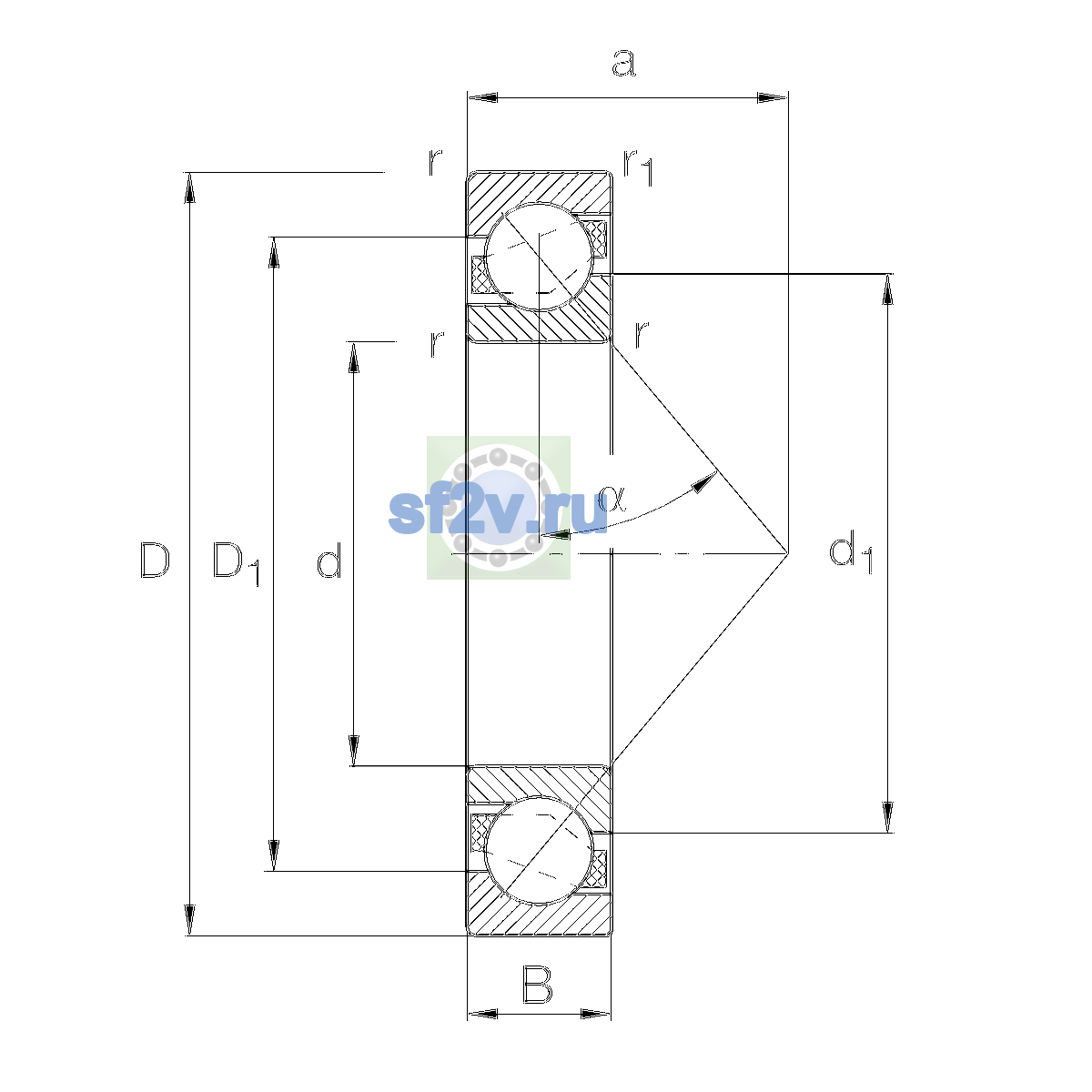 Схема подшипника 7303-B-XL-TVP
