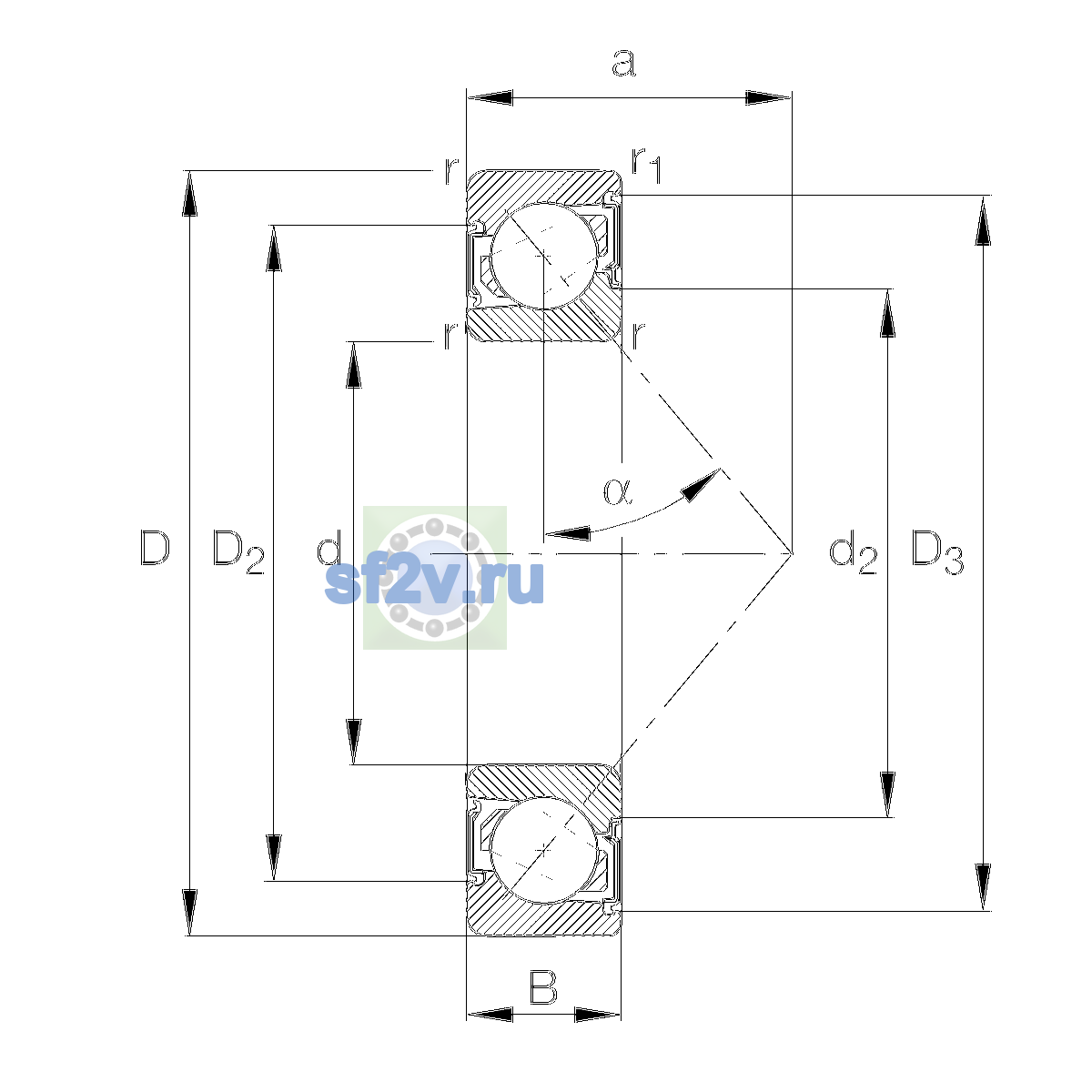 Схема подшипника 7304-B-XL-2RS-TVP-UL
