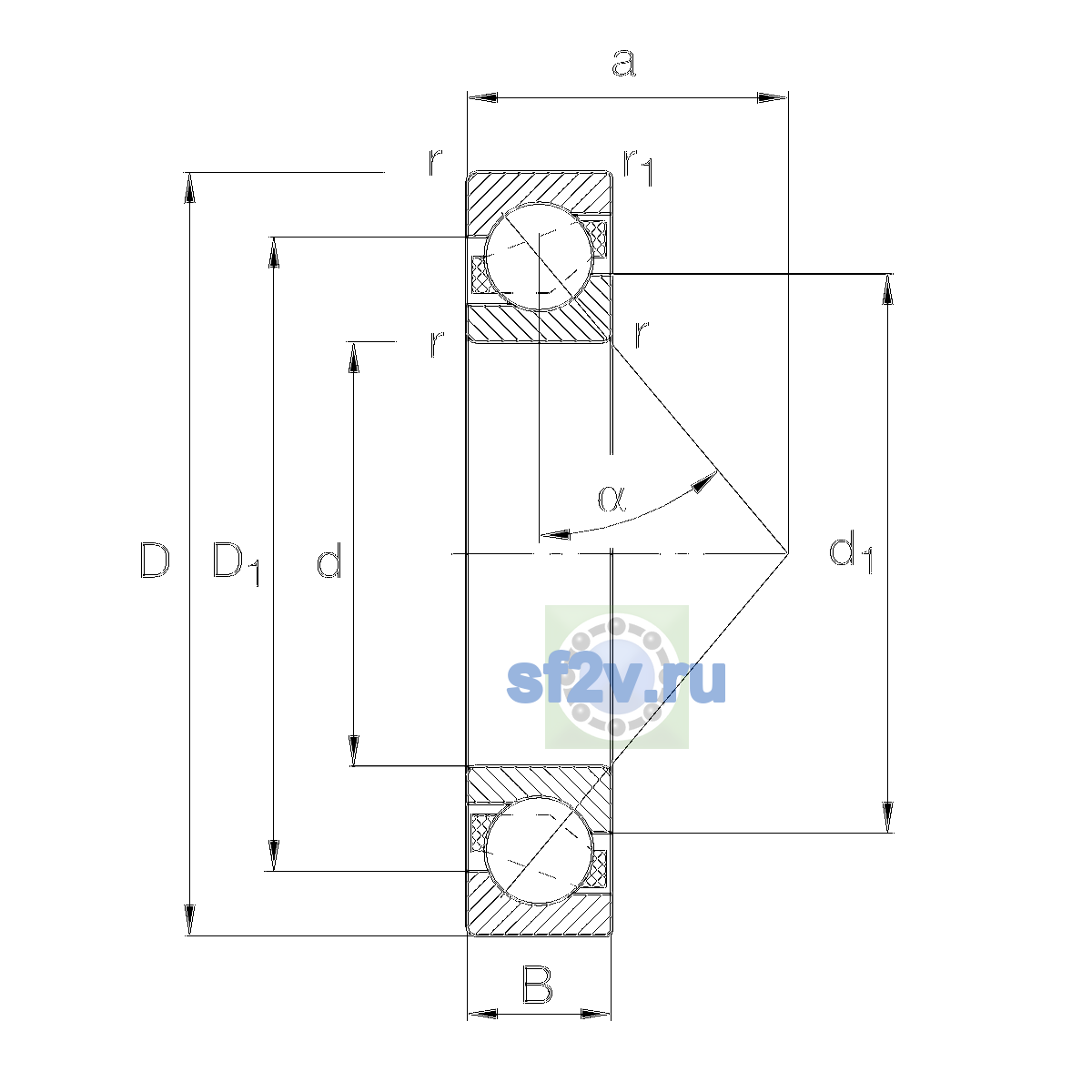 Схема подшипника 7304-B-XL-TVP