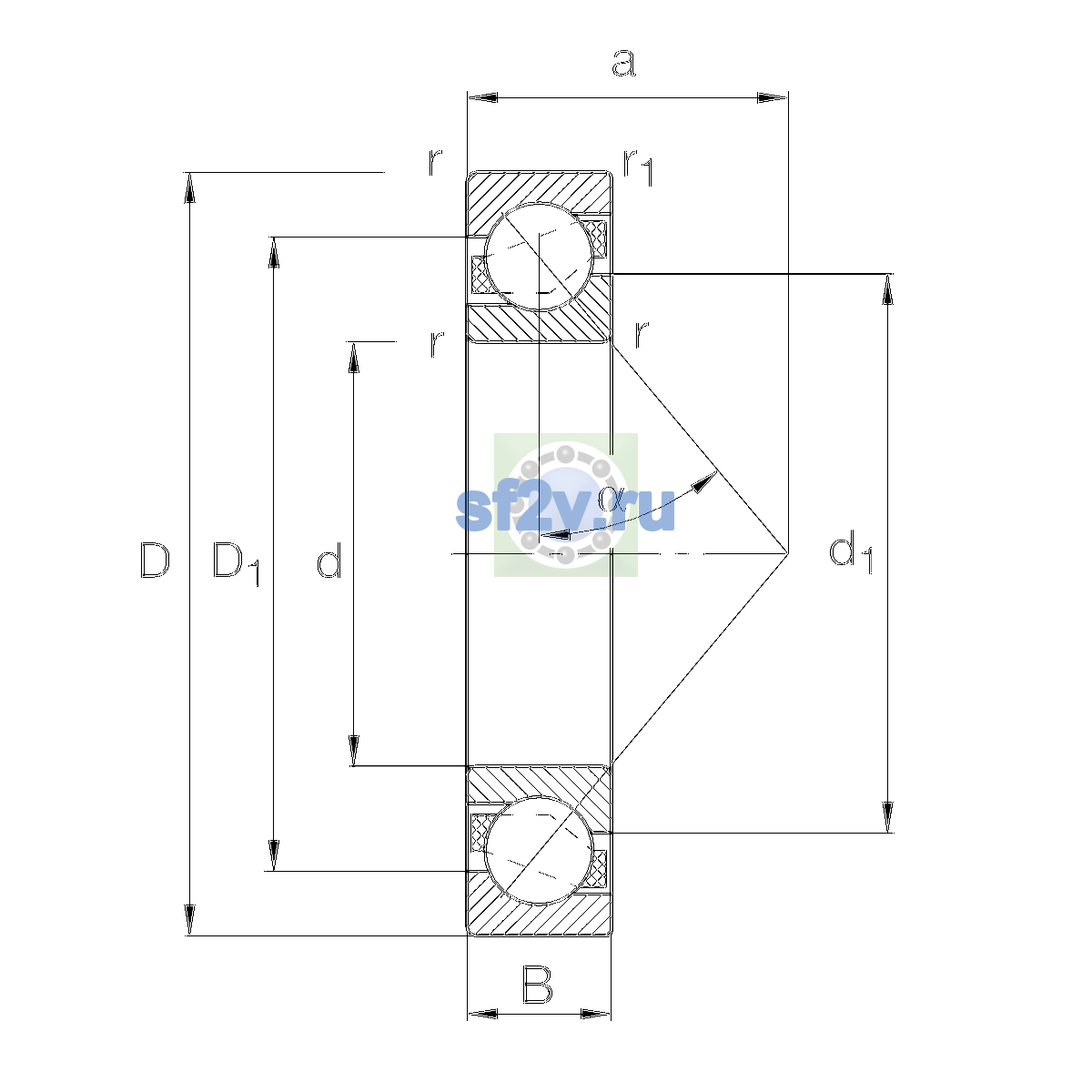 Схема подшипника 7306-B-XL-TVP