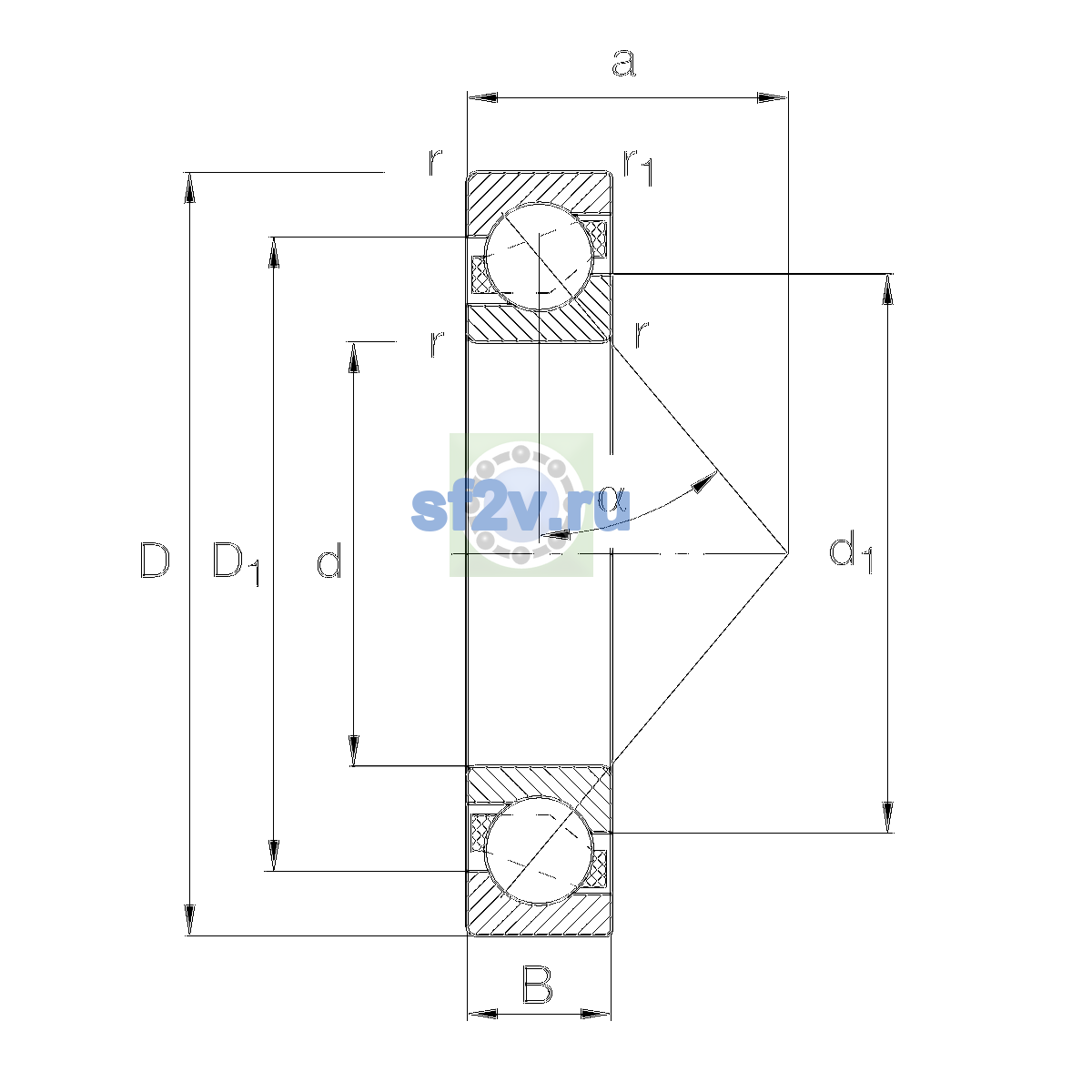 Схема подшипника 7307-B-XL-TVP-UO
