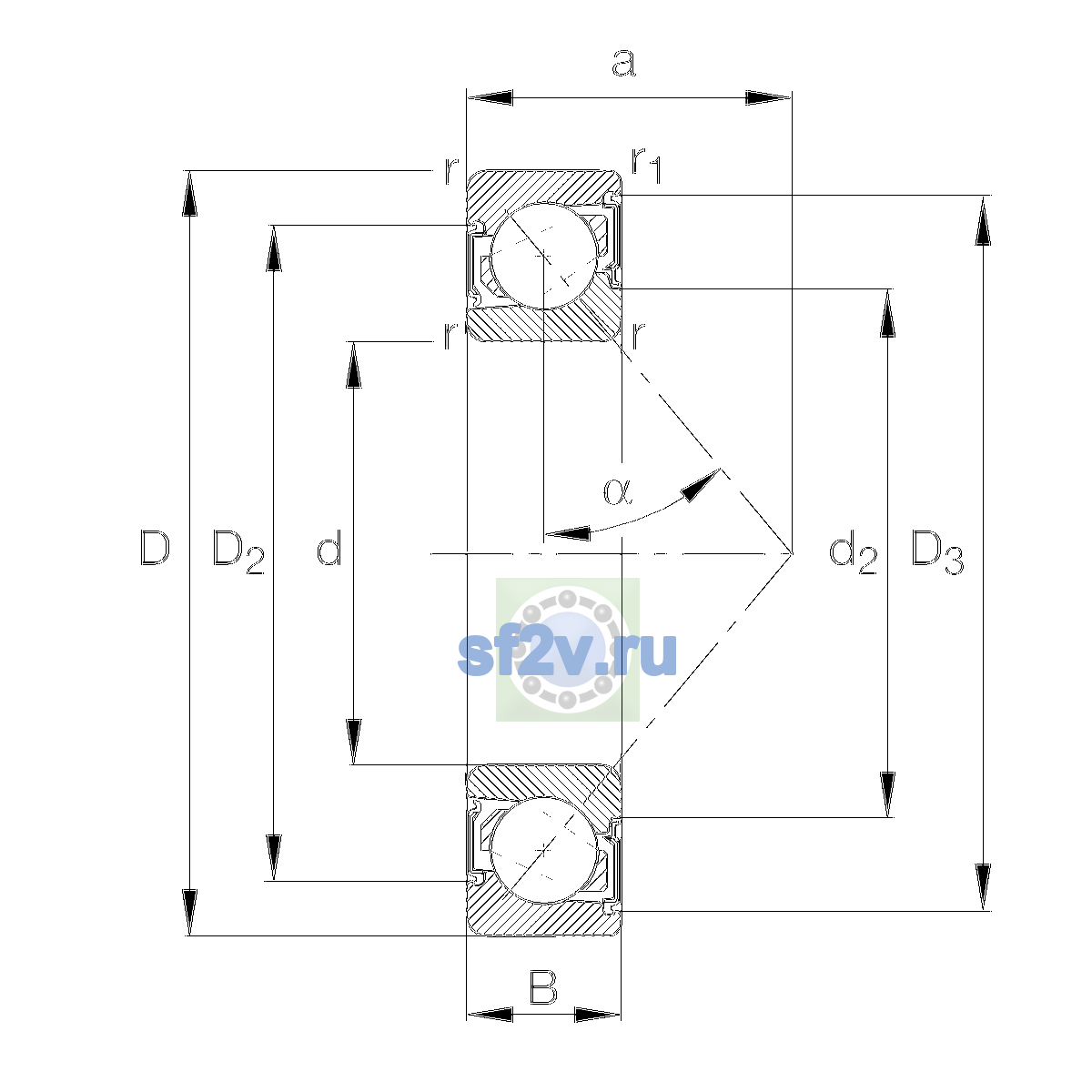 Схема подшипника 7308-B-XL-2RS-TVP-L138