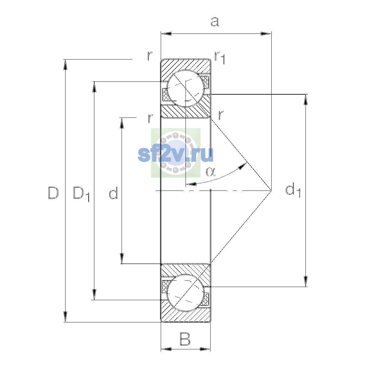 Схема подшипника 7309-B-XL-MP-UA
