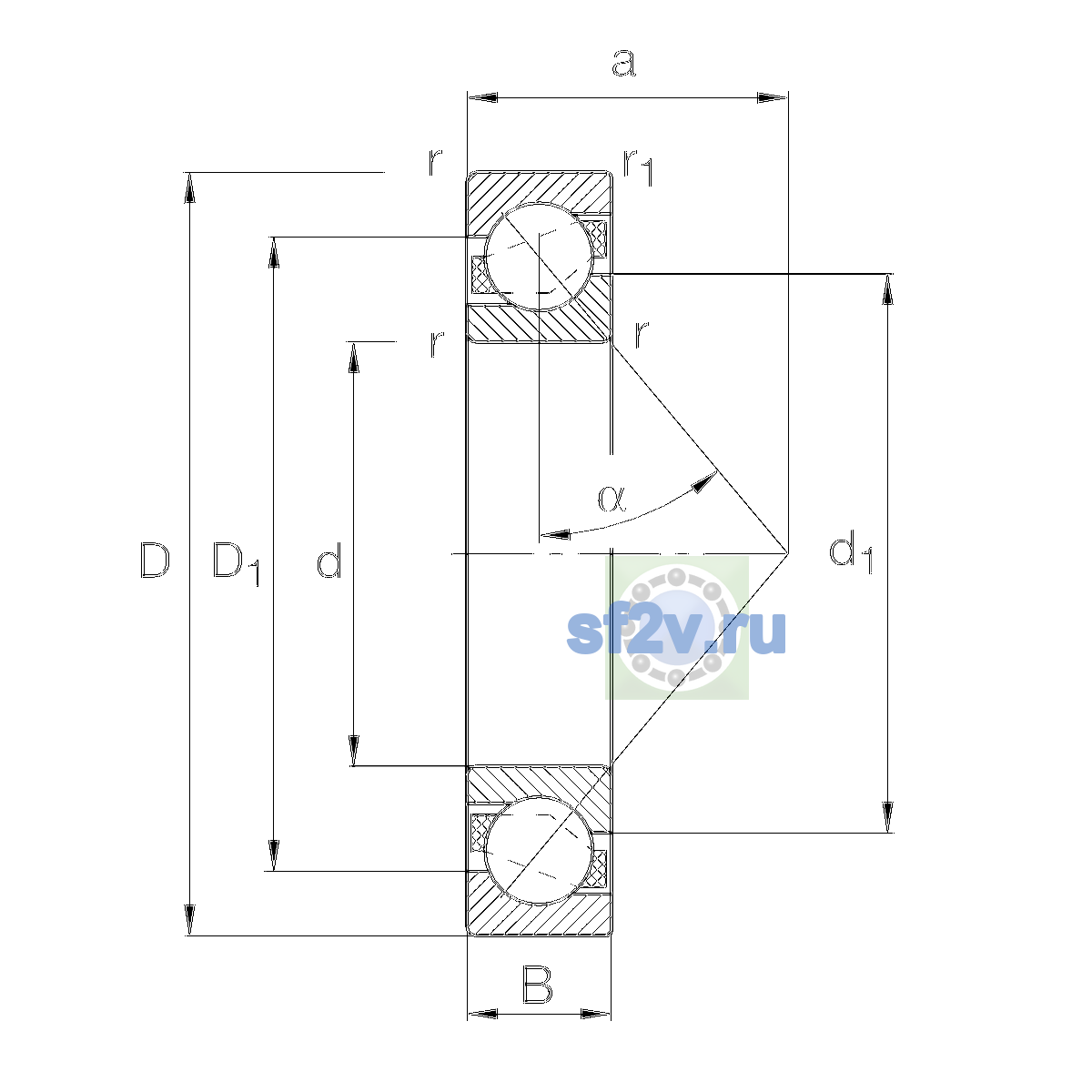 Схема подшипника 7309-B-XL-TVP-UB