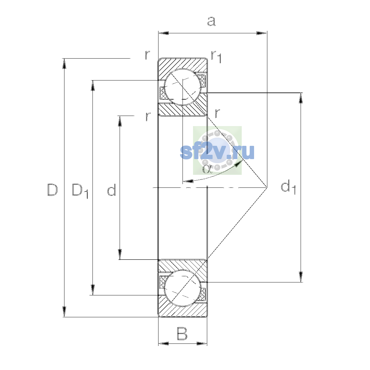 Схема подшипника 7309-B-XL-TVP-UO