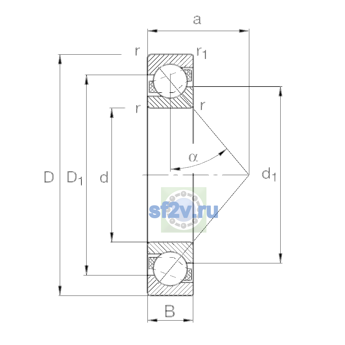 Схема подшипника 7310-B-XL-MP