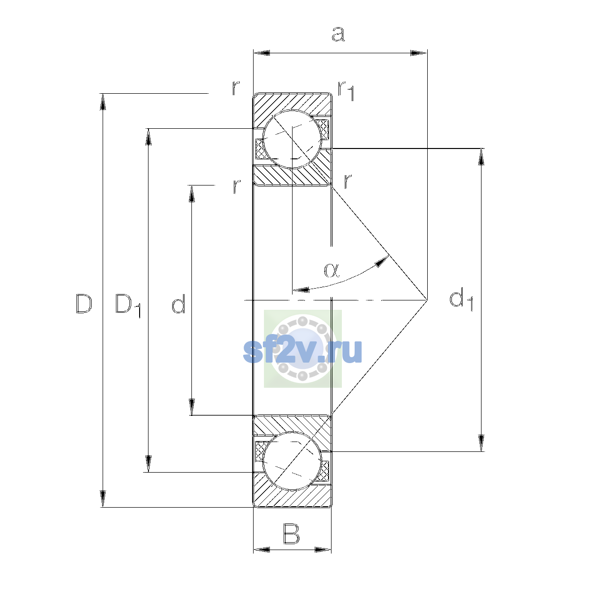 Схема подшипника 7310-B-XL-TVP-L055-UM