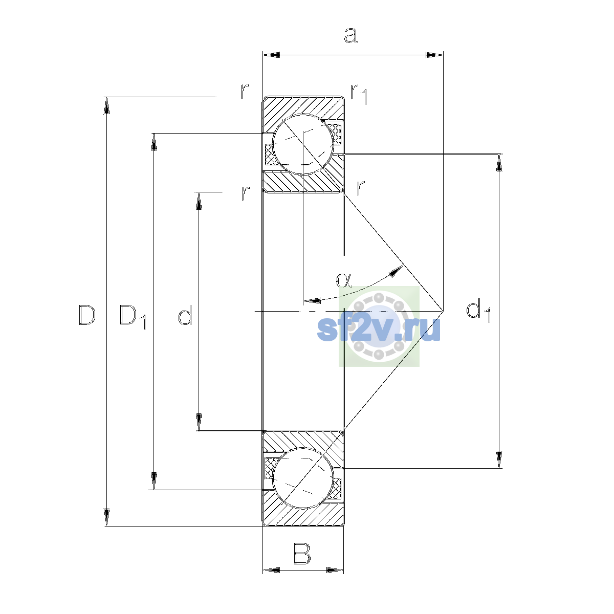 Схема подшипника 7310-B-XL-TVP-UA