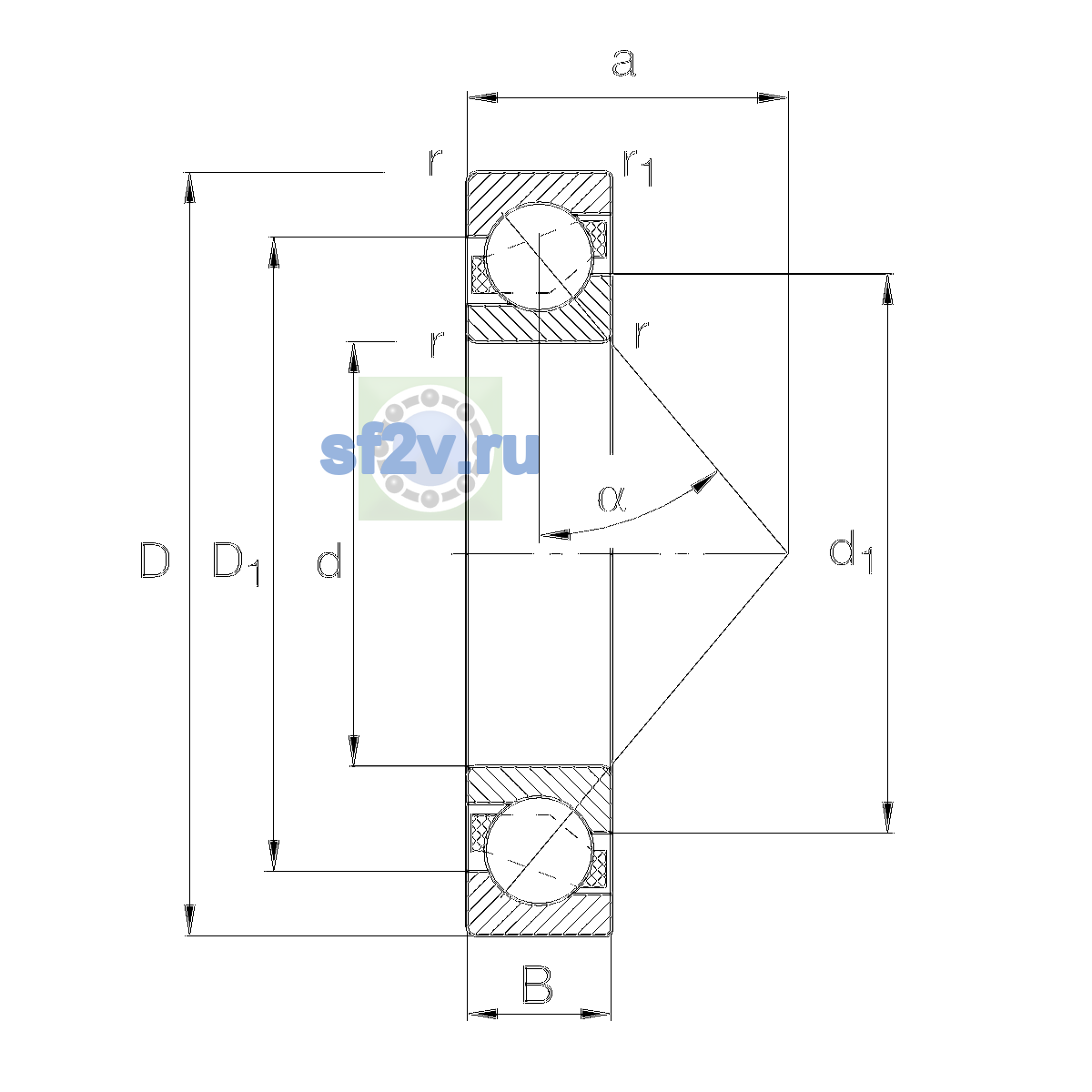 Схема подшипника 7310-B-XL-TVP-UO