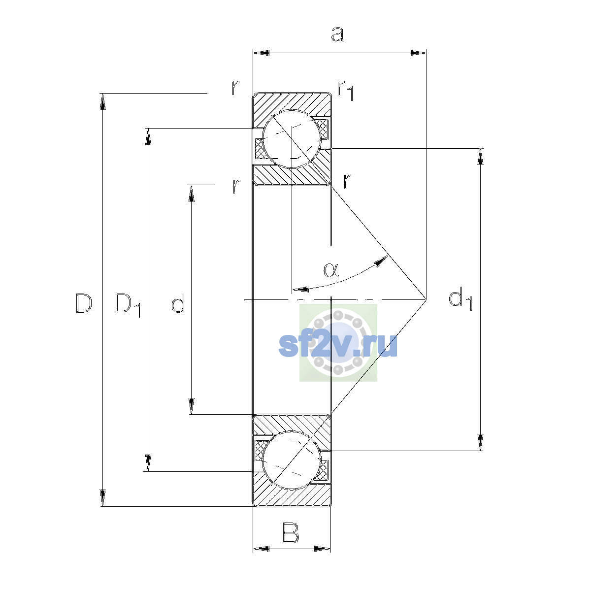 Схема подшипника 7311-B-XL-TVP-UB